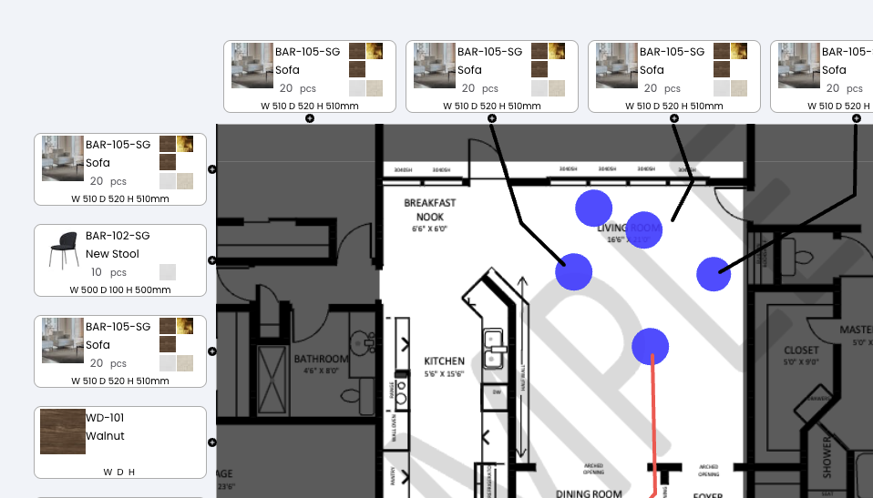 How to Map the Interior Design Floor Plan with Products