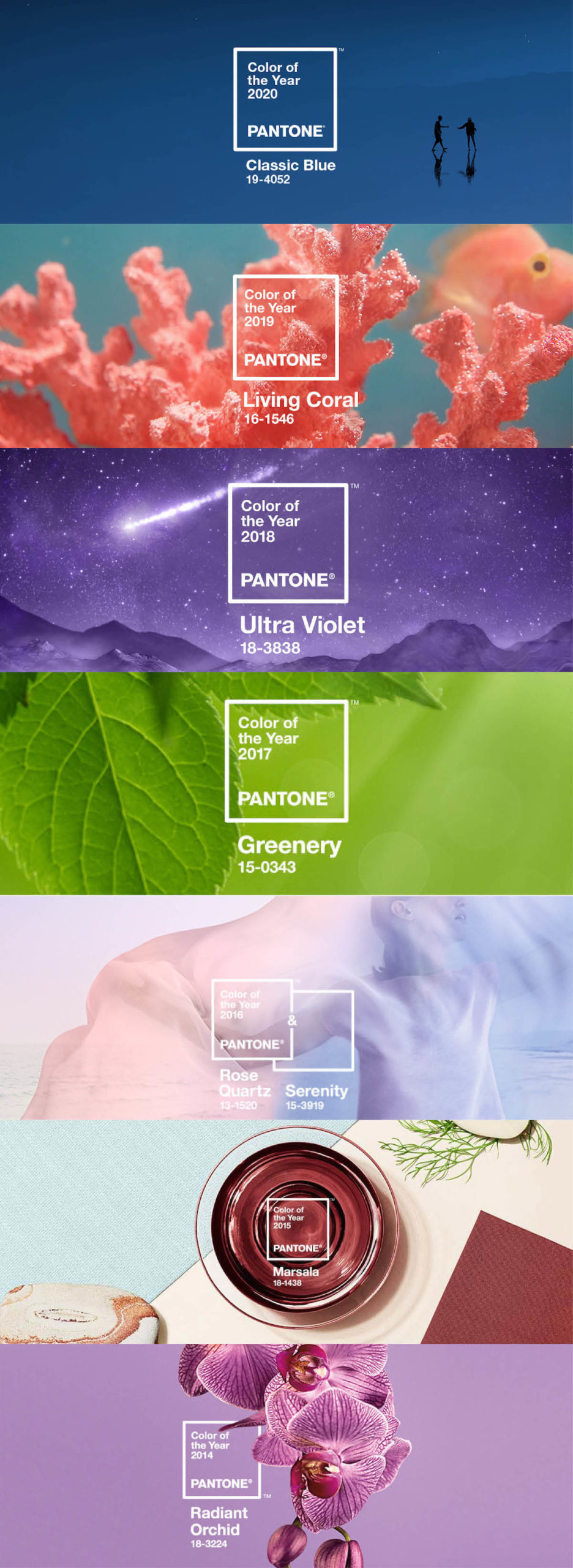 Pantone Color of the Year 2014 - 2020